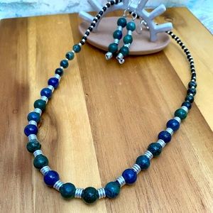 Artisan Lapis Chrysocolla Necklace and Earrings